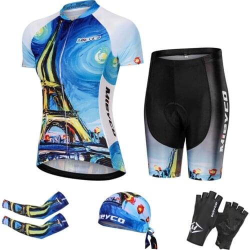 Summer Cycling Jersey Set Women Mountain Bike Clothes Short Sleeve Jersey Breathable Bicycle Riding Sportswear Suit Outfit Shirt