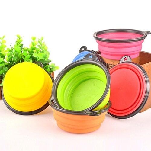 Hot! Silicone Travel Dog Bowl Collapsible Premium Quality Food Water Pet Travel Bowl