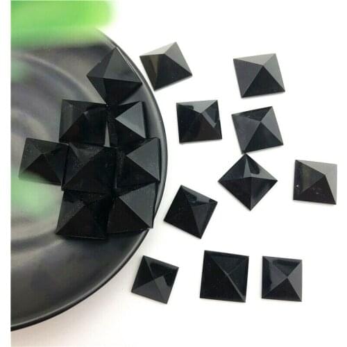 Drop Shipping Cute Natural Black Obsidian Clear Quartz Crystal Pyramids Point Energy Healing Stones Natural Stones and Crystals