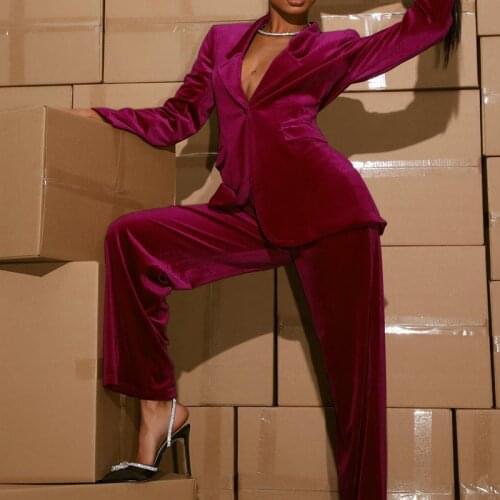 Ming Ming Xi Women's Velvet Trouser Suits