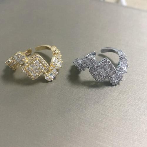 Bilincolor Fashion Square Zirconia Adjustble Wedding Engagement Ring for Women