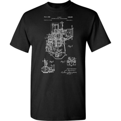 T Shirts Fashion 2019 Buchi Two Stroke Engine T-Shirt Car T-shirt Car Engine Engine Design Patent Gift Crew Neck Men