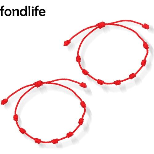 Soft Red Cord 7 Luck Knot Handmade Bracelet Lover Couple 2021 New Fashion 2pcs Double String Chic Friendship Jewelry Present
