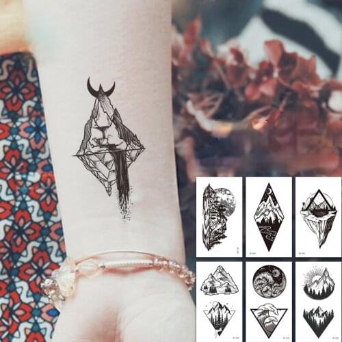 Environmental protection waterproof fashion black small fresh Tattoo Sticker On Arm shoulder Sketch Geometric Planet Flash Tatto