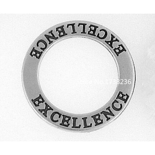 Wholesale 100 Pieces Lot Antique Silver Plated Two Sided Excellence Messge Circle Charm