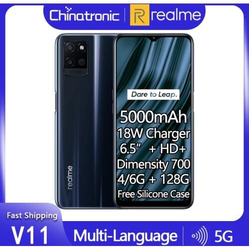 Original Realme V11 6GB 128GB NR SR 5G Mobile Phone 6.5"HD+ Dimensity 700 Octa Core 5000mAh 18W Fast Charger