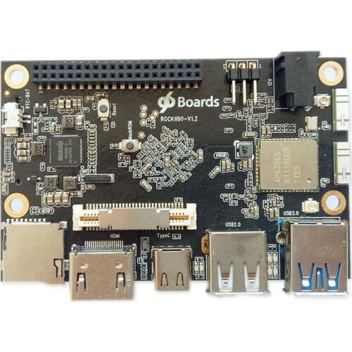 ROCK960 Board, Smallest RK3399 solution 96Boards (2GB or 4GB LPDDR3 @ 1866MHz ) HDMI 2.0 up to 4K, Support with AOSP & Linux
