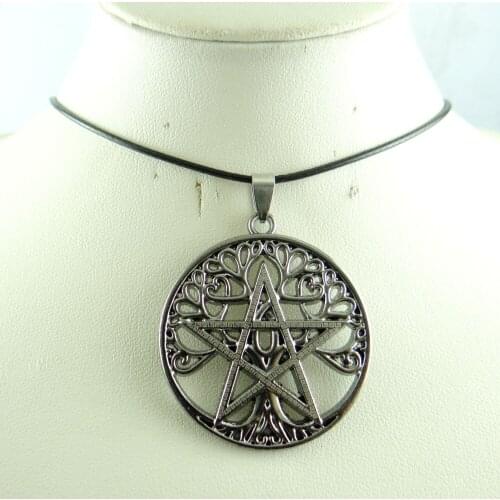 Fashion Alloy Five stars Pendant leather Chain charm Necklace Jewelry Gift amulet men women jewelry 1PC