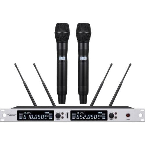 Professional EM6000 True Diversity Dual Channel PLL UHF Wireless Microphone Beta87 Good For Live Performance Singing 400m Long