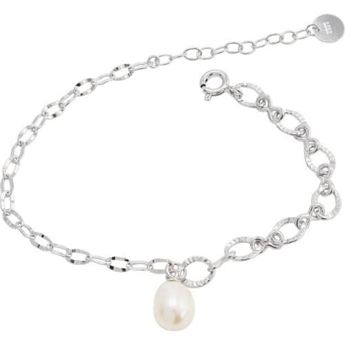S925 Pearl Bracelet for Daily Wear 7mm Natural Freshwater Silver Bracelet Fashion 925 Silver Pearl Jewelry for Party