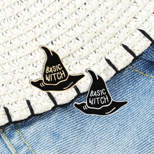 Magic Wizard Hat Enamel Pin BASIC WITCH Hat Gothic Brooches Lapel Pins Backpack Badge Dark Black Party Jewelry Gift For Friends