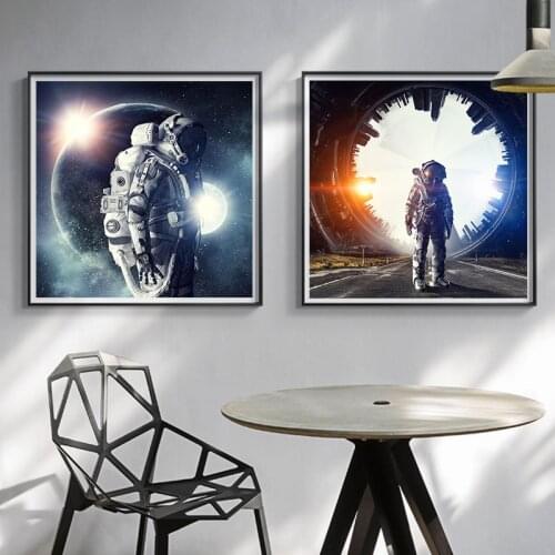 Modern Space Astronaut Planet Canvas Painting posters and prints canvas wall art Pictures For Living Room Bedroom Unique Decor