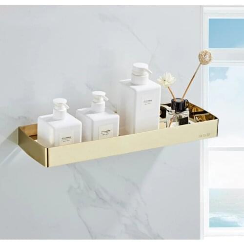 Bathroom Corner Shelf Gold 304 Stainless Steel Black Kitchen Shelf Shower Rack Storage Organizer Paper Holder Bathroom Accessory