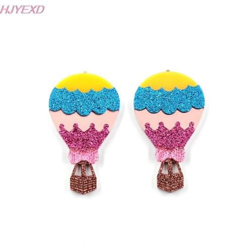 1pair) Hot Air Balloon for Earrings Cute Travel Glitter Acrylic Party DIY