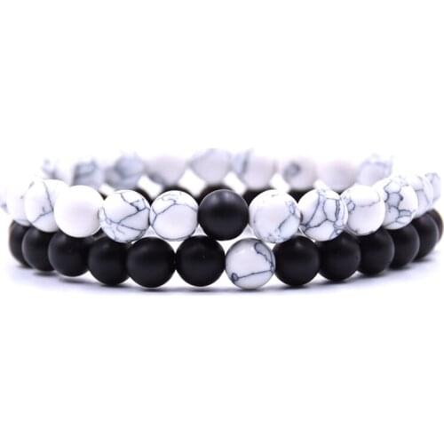 High Quality 8MM Natural Stone Yellow Tiger Volcanic Stone Set Bracelet Elastic Beaded Couple Bracelet Ladies Jewelry