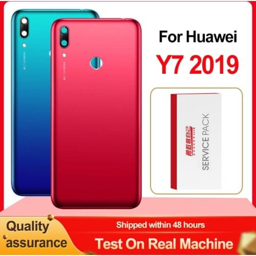 High Quality Back Housing For Huawei Y7 2019 Back Cover Battery Glass With Adhesive Sticker For Y7 2019 Rear Cover Replacement