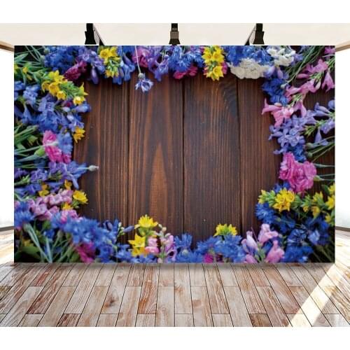 Yeele Wooden Boards Flowers Photocall Background for Planks Photography Pet Doll Portrait Photographic Backdrops Photo Studio