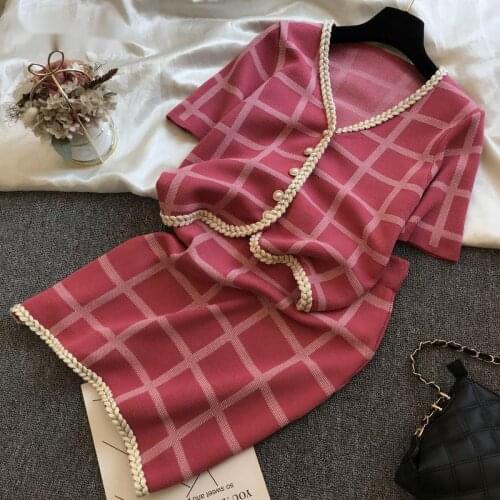 Summer Autumn Knitted 2 Piece Set Women Outfits Cardigan Cropped Top Jacket + Mini Skirt Set Female Korean Suit Matching Sets