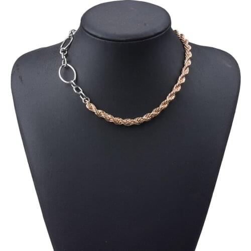 2021 New ZA Fashion Gold Silver Color Metal Chain Link Choker Necklace Women Vintage Hip Hop Punk Statement Chokers Necklaces