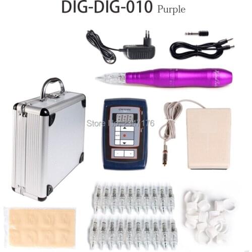 1 Set Professional Permanent makeup machine kit Eyebrow Lip Eyeliner MTS Makeup Pen Rotary Tattoo Machine with Power Supply