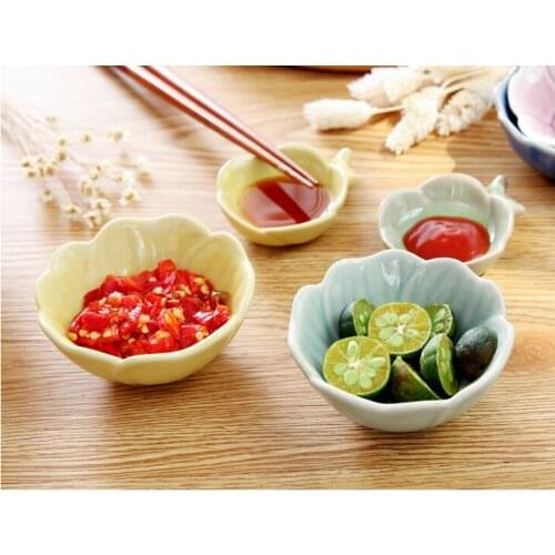 1PC Kitchen Bowl Kitchen Dish Ice Crack Glaze Flower Ceramic Seasoning Soy Sauce Vinegar Small Plates Herb Spice Tools OK 0840