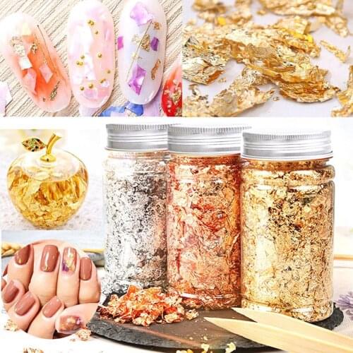 10g/Bottle Nail Sticker Ultra Thin Irregular Faux Nail Art Tools Glod Foil Metallic DIY Sequin Painting Decoration Accessories