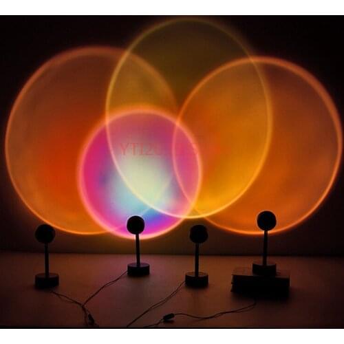 10pcs Sunset Projector Lamp Rainbow Atmosphere Led Night Light for Home Bedroom Coffe shop Background Wall Decoration
