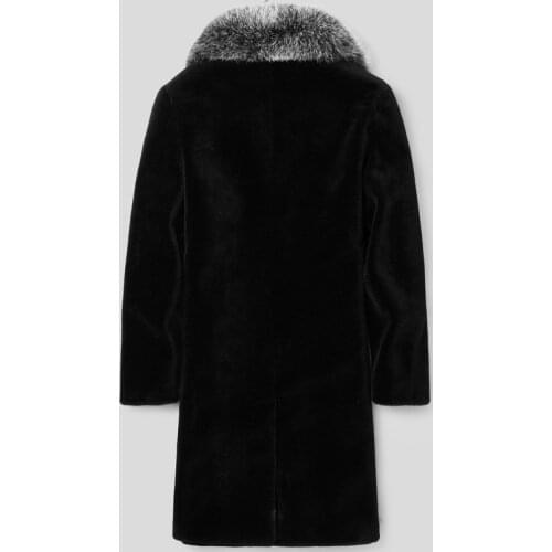 100% Wool Coat Winter Jacket Fox Collar Real Sheep Shearling Fur Coats Men Clothes 2020 Plus Size 5xl LSY022333 MY1646