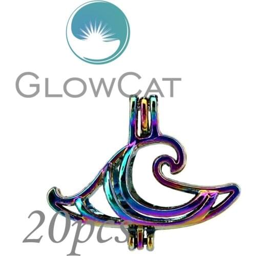 20x CC262 Rainbow Colors Sea Spindrift Beads Cage Jewelry Making Essential Oil Diffuser Oyster Pearl Cage Locket Pendant