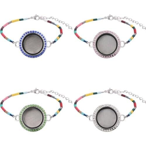 3pcs/lot Long tube shape Natural stone DIY Bracelet Glass +Steel crystal Floating charm 30mm locket bracelet Extension chain