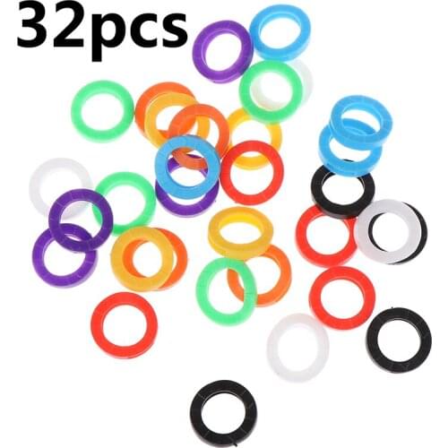 32pcs Multicolor Elastic Mixed Color Hollow Rubber Key Covers Round Soft Silicone Keys Locks Cap Keyring Case