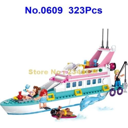 Sluban 0609 323pcs Girl Pink Dream Luxury Yacht Cruiser Ship Building Block Toy