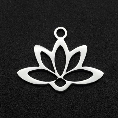 5pcs/lot 100% Stainless Steel 15x19mm Lotus DIY Charm Earring Finding Wholesale OEM Order Accepted Never Fade Top Quality