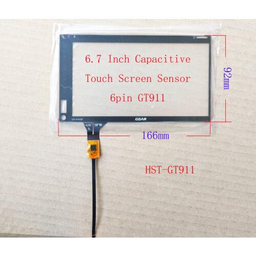 6.7 6.8 6.9 7 Inch Capacitive Touch Screen Digitizer Sensor For Radio 166*92mm HST 130T19 6pin GT911 GR-AV90BT PulseAudio Hi-max