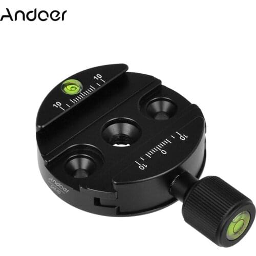 Andoer 60mm Aluminum Alloy DSLR Camera Quick Release Plate Clamp 3/8" with 1/4" Adapter Bubble Level for Arca Swiss QR Plate