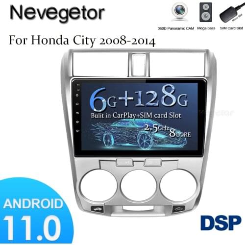 For Honda City 2008 - 2013 Car Radio Multimedia Video Player Navigation stereo GPS Android 11 No 2din 2 din DVD