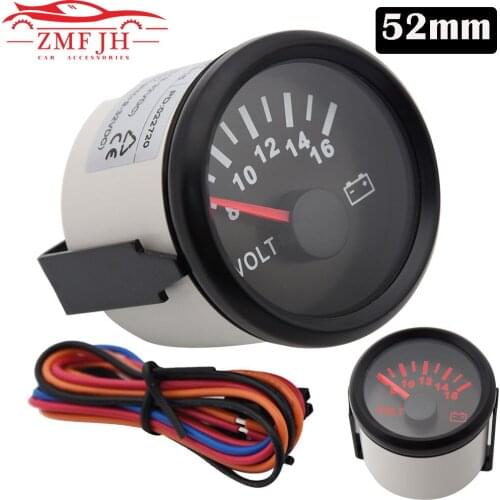 9-32V 52mm Car Voltage Gauges 8-16 Volts /16-32 Volts Marine Voltmeter for Caravan Boat Marine Red Backlight Volt Meter Gauge