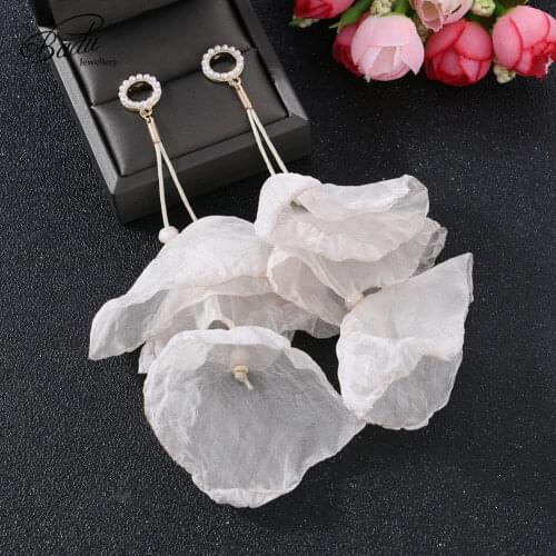 Badu Long Charm Drop Earrings for Women 5 Bright Colors Yarn Flower Drop Earrings 2019 Fashion Summer Handmade Jewelry Wholesal