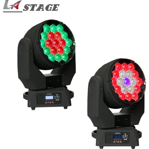 Free Shipping 2pcs/Lot Zoom Moving Head Lighting 19x15w Led Stage Lights For Party Disco Dj Ktv Bar Wedding