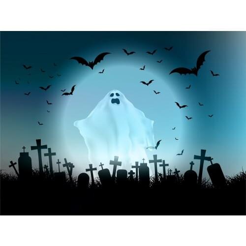 Halloween Does Not Give Candy To Disturb The Ghost Cemetery Crow Dead Sleeping Night Background Cloth For Live Halloween Party