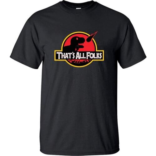 Thats All Folks Tshirt Men Dinosaur T Shirt Summer Cotton Short Sleeve Black White Harajuku Print T-Shirt Tops Brand Clothing