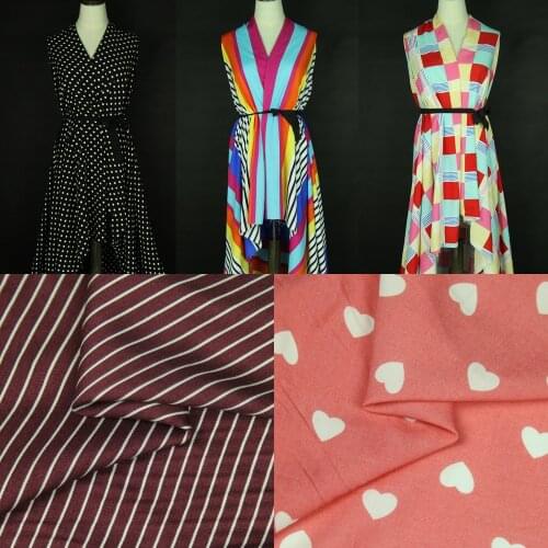 Geometeic design rayon cotton fabric spun rayon fabric love heart and striped and polka dot and plaid print 160g/meter,RCTC2-5