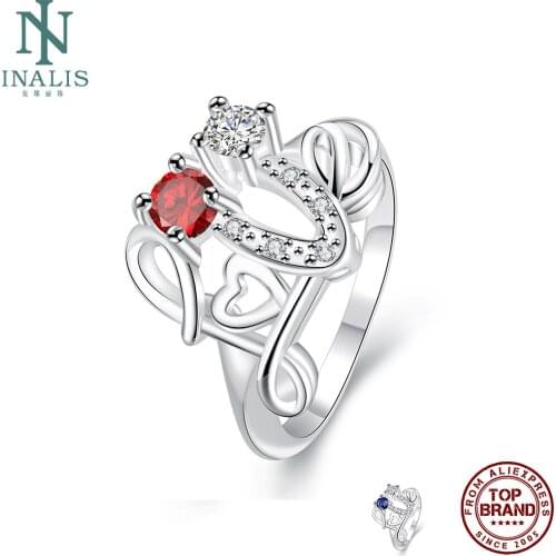 INALIS Heart Women Rings Love Romantic With Clear Cubic Zirconia Ring Wedding Engagement Gift For Girlfriend Fashion Jewelry