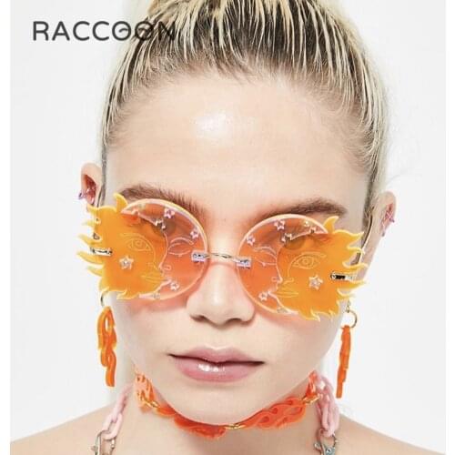 Personality Frameless Sunglasses Street Shooting Strange Polygonal Moon Smile Women Ink Rimless Gradient Lens Unique Sun Glasses