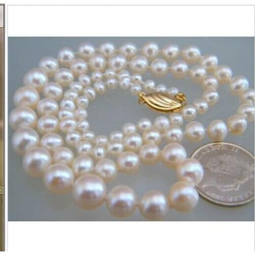 Classic AAA9-11MM SOUTH SEA WHITE ROUND PEARL NECKLACE 18INCH 14K