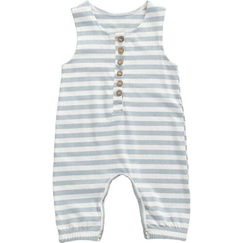 Toddler Baby Boy Girls Rompers 2020 Sleeveless Striped Print Causal Jumpsuits Outfits Summer One Pieces Clothing 0-24M