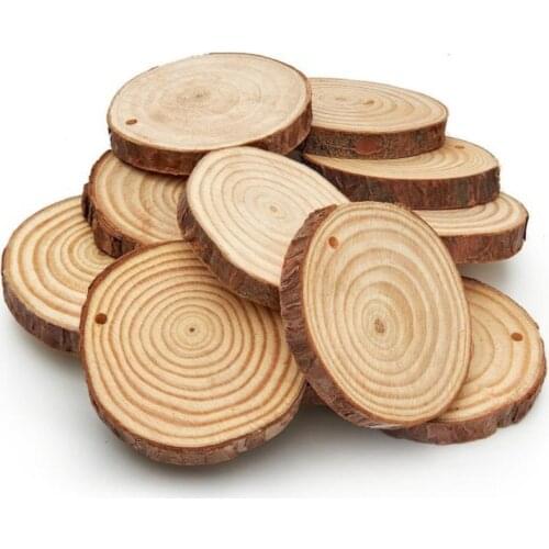 Pine wood slices 3 1/2" round wooden DIY crafts wedding Christmas ornaments coasters dried 2/5" thick blank unfinished SN974