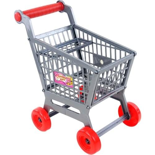 Miniature Supermarket Shopping Hand Trolley Cart for Kids Role Play Toy Gray
