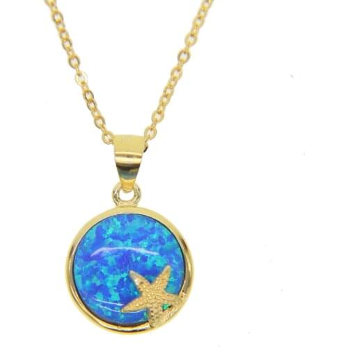 Fashion starfish cz blue opal Choker Necklace 100% 925 silver delicate Chain simple Crystal Opal Necklace star dainty Jewelry