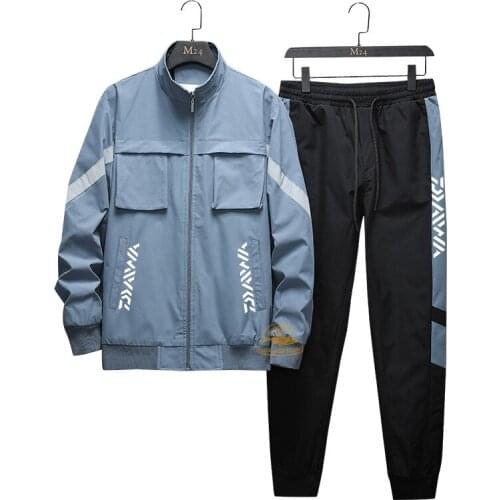 2020 DAIWA Mens Fall / Winter Windproof Fishing Casual Two-piece Suit Outdoor Mountaineering Cycling Sunscreen Breathable Set
